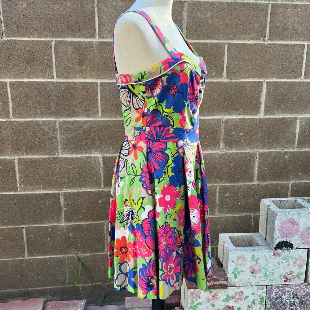 BEACH BASH By Art & Tatyana Floratina Floral Fit & Flare Mini Dress Size Medium - Picture 5 of 12
